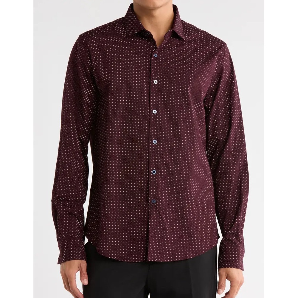 Denim & Flower Ricky Singh Dot Print Button Up Shirt